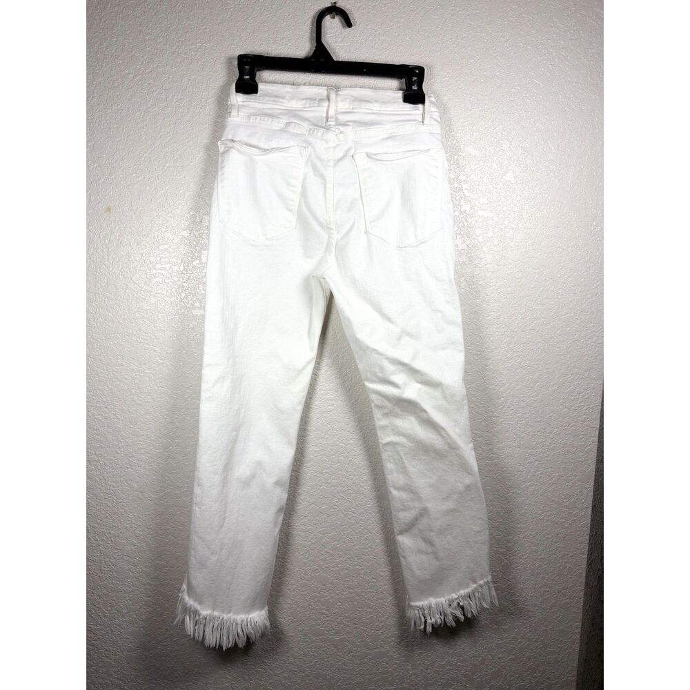 FRAME Le High Straight Jeans 28 White Fringe Frayed Ankle Crop High Rise Denim - Picture 2 of 8
